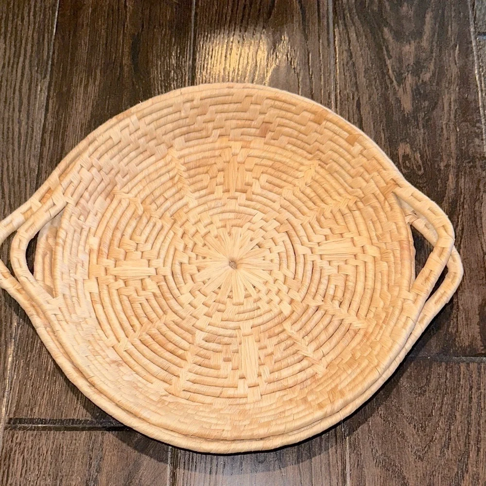 Natural Woven Basket Tray set